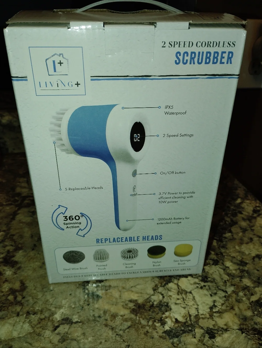 2-Speed Cordless Scrubber – White and Blue Multiple Uses Available Brand New